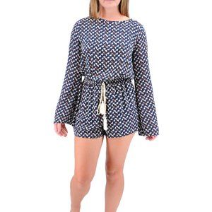 CARAMELA Abstract Print Bell Sleeve Romper #II09